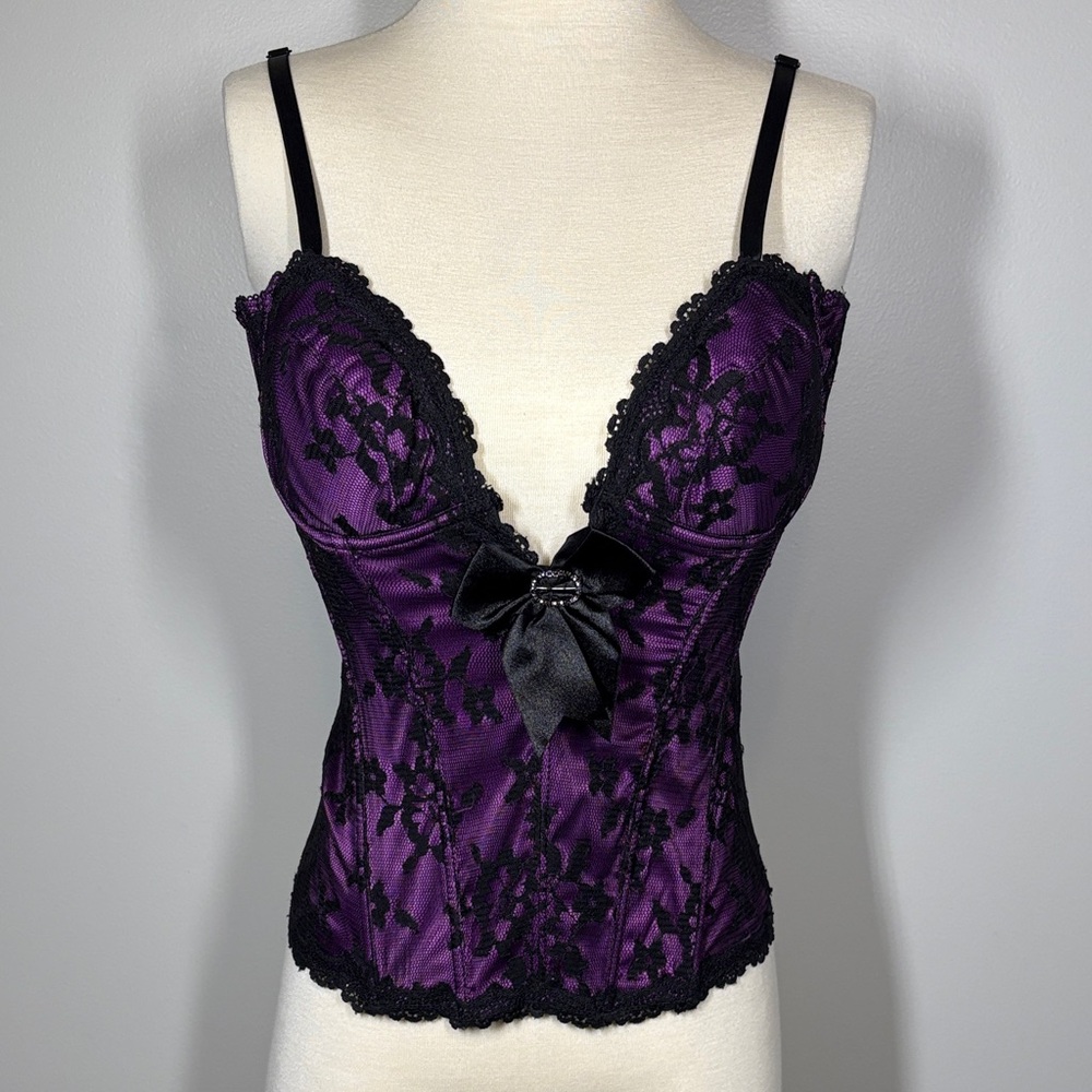 Frederick's of Hollywood Black and Purple Lace Chemise